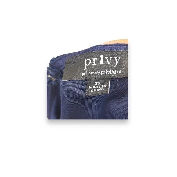 Privy Plus Size Navy Velour Dress Short Sleeveless Stretch Zip Velvet Womens 3X - Picture 4 of 5